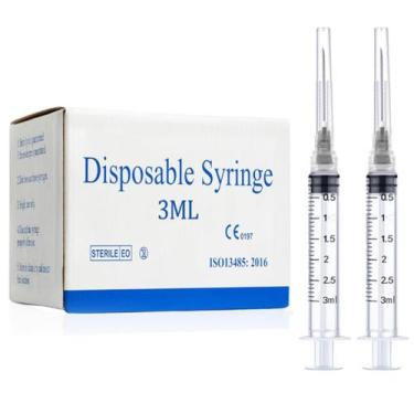 Imagem de Seringas de laboratório BSewenerte de 3 mL com agulha de 22 g e 1,0 cm