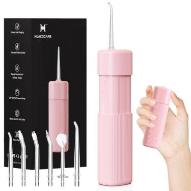 Imagem de Water Flosser HUACO CARE Portable Mini com tanque telescópico rosa