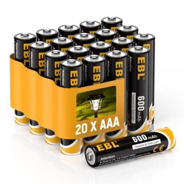 Imagem de Pilhas AAA recarregáveis EBL AAA Solar 600mAh 1,2 V - pacote com 20