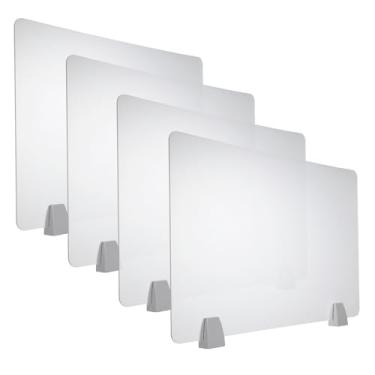Imagem de PATIKIL Divisória de mesa de 40 x 60 cm, 4 conjuntos de painéis de privacidade de mesa de acrílico para escritório, painéis divisórias de teste de mesa, protetor de espirros para pia de cozinha de