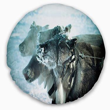 Imagem de Designart Focinheira Rena em Frost' Animal Sala de estar, sofá, almofada de alta qualidade + capa de almofada impressa em ambos os lados 40,6 cm