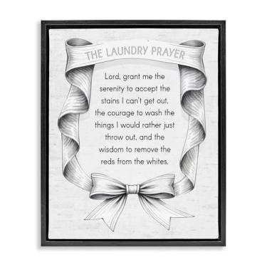 Imagem de Stupell Industries Fita vintage para lavanderia oração preta emoldurada com tela flutuante design de arte de parede por Lettered and Fored, 78 x 63 cm