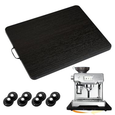 Imagem de Bandeja deslizante, bandeja deslizante giratória de 360° para utensílios de cozinha, bandeja deslizante de madeira para cafeteira, slides de panela de café para instalação de bancada, fácil de