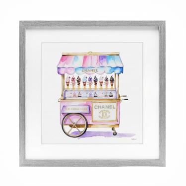 Imagem de Stupell Industries Impressão emoldurada cinza de carrinho de sorvete glamoroso sob vidro por Amanda Greenwood, 33 x 33