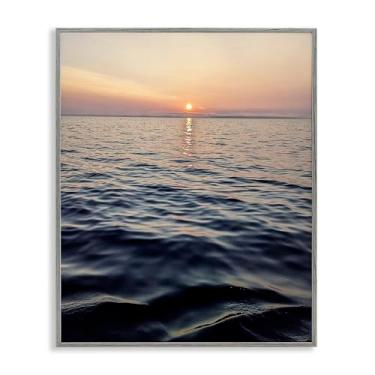 Imagem de Stupell Industries Sundown Waters Seascape Gray Framed Giclee Art Design por Kali Wilson, 14 x 11
