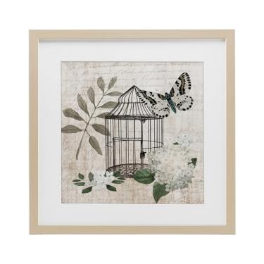 Imagem de Stupell Industries Estampa emoldurada de bétula vintage floral borboleta Menagerie por Nan, 40,6 x 40,6 cm