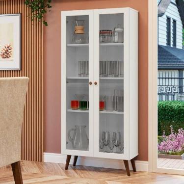 Imagem de Cristaleira 70 cm 2 Portas de Vidro com Pés Cônicos Vik Madesa B, Bran