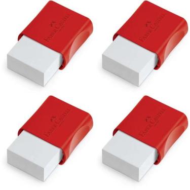 Imagem de Borracha Faber Castell Branca com capa de proteção Kit Com 4 Unidades 