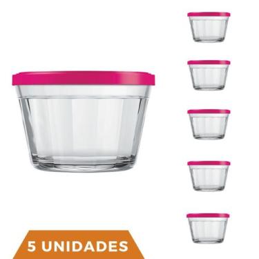 Imagem de 5 Pote Americano Vidro C/Tampa Cores Amlimento 350ml Nadir - NADIR FIG