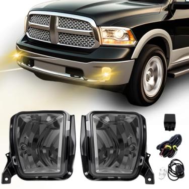 Imagem de Shocklight Faróis de neblina compatíveis com caminhonete clássica Ram 1500 2013-2018 e Ram 1500 2019-2021, um par de lâmpadas de direção de para-choque dianteiro com lente fumê