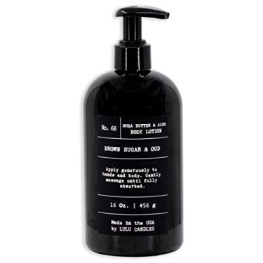 Imagem de Lulu Candles | Açúcar mascavo e Oud | Loção hidratante corporal com manteiga de karité calmante e Aloe | Loção suave nutre a pele seca com umidade | Sem parabenos | Sem corantes | Não oleosa (473 ml)