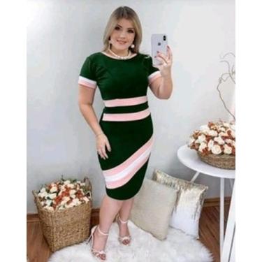 Imagem de Vestido MIDI 3 Palas Moda Evangélica Feminina - Miss Flower, Verde mus