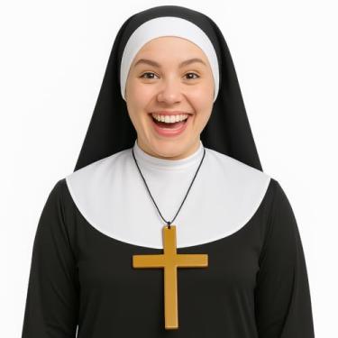 Imagem de Fantasia de Freira Adulto Com Crucifixo Para Carnaval, Halloween, Festas