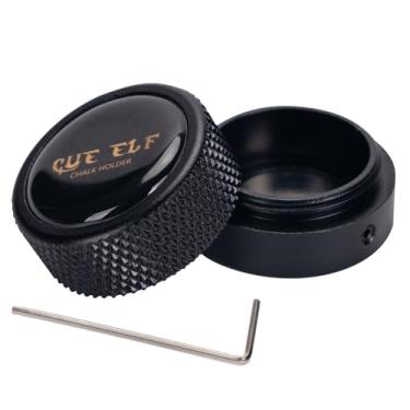 Imagem de CUEELF Suporte redondo de giz para sinuca acessórios de bilhar mini estojo de giz portátil para mesa de bilhar (preto)