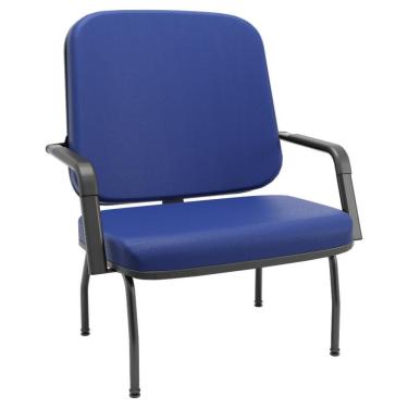 Imagem de Cadeira De Escritório Recepção Com Braço Fixa Preta Magno P03 Vinil Azul - Lyam Decor