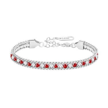 Imagem de Uloveido Pulseira de tênis multicolorida de aço inoxidável para mulheres – Pulseira de corrente ajustável com zircônia cúbica brilhante – Presente de joia elegante para aniversário, aniversário e dia