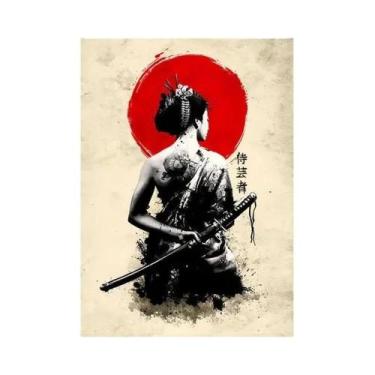 Imagem de Pôsteres De Arte De Parede De Samurai Japonês Moderno, Preto E Branco,