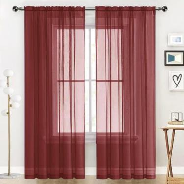 Imagem de Painéis de cortina de janela SpaceDresser Basic Sheer Voile Burgundy