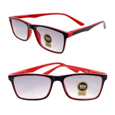 Imagem de Óculos de Leitura Sol Vermelho Com Preto com Lentes Perto Grau (Vermelho Com Preto, 2, x)
