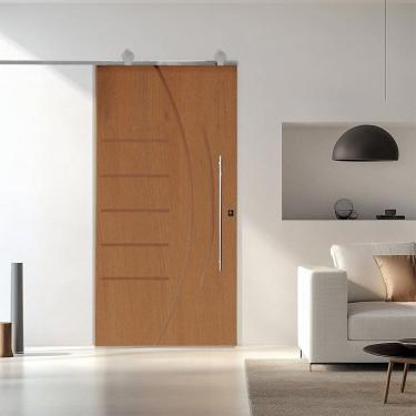 Imagem de Porta Correr Pmf-134 Trilho Soft Aparente Puxador Tubo 80cm 92x210cm Esquerdo Rodam