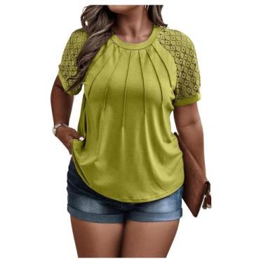 Imagem de Camiseta feminina SOLY HUX plus size de manga curta verde menta