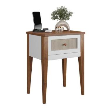 Imagem de Mesa de Cabeceira Madeira Maciça 1 Gaveta Viena Branco - Apaixone&Deco