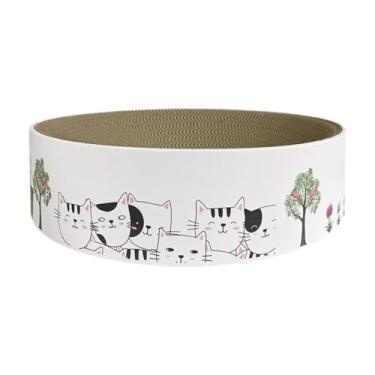 Imagem de KiBcsLic Arranhador para gatos, cama de papelão, suprimentos para animais de estimação, sofá, tigela redonda, almofada de arranhar ondulada, placa de, Branco