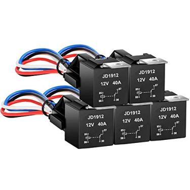 Imagem de Gebildet Jd1912 Chicote De Relé Automotivo 12V 40A 4 Pinos Spst 12Awg Soquetes Com Fios Coloridos Para Automotivo, Caminhão, Van, Motocicleta, Barco (Pacote Com 5)