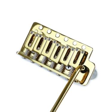 Imagem de OVSAL Ponte de guitarra elétrica de 10,5 mm, ponte tremolo de 6 pontos, selas de bloco de liga de zinco, placa de aço inoxidável, compatível com peças de reposição para guitarra Stratocaster Start