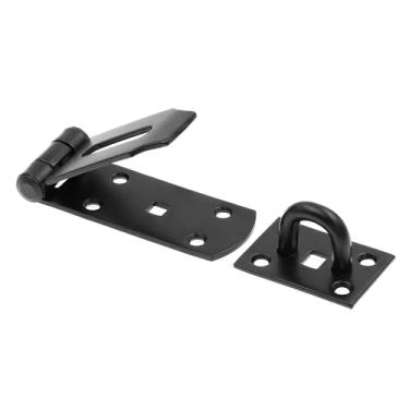 Imagem de Prime-Line U 117298 Trava de dobradiça de ferrolho de segurança extra resistente para porta e portão com grampo fixo de 9,5 cm com parafusos preto fosco (pacote único)