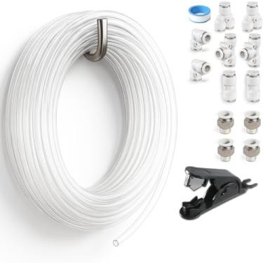 Imagem de Sctihwelire Kit de tubulação de ar PU 6 mm OD x 4 mm ID - Mangueira flexível transparente de 10 m com encaixes de pressão para conectar, cortador de tubo - Kit de linha de ar pneumático para