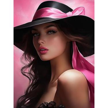 Imagem de Kits de pintura de diamante 5D para mulheres bonitas, artesanato de pintura a óleo de pedra preciosa DIY em tela para iniciantes, para decoração de quarto, decoração de banheiro, presentes para amigos