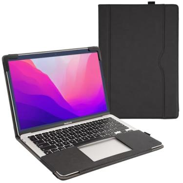 Imagem de TYTX Capa de couro compatível com MacBook Air de 13 polegadas, para modelo A2337 M1 A2179 A1932 2018-2021 Retina Display Touch ID, capa de laptop de couro PU com bolso para papéis e porta-canetas