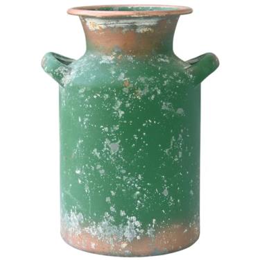 Imagem de Vaso de flores rústico vintage de metal para decoração de jarro de leite, vasos pequenos para decoração de cozinha, cilíndrico, perfeito para cozinha, sala de jantar, sala de estar, presente de