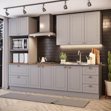 Imagem de Cozinha Completa 4 Peças Com Aéreo 3 Portas Amy Casa 812 Cinza