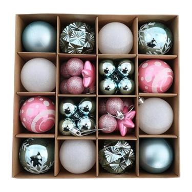 Imagem de Lilihuimaoyi Enfeite de Bola de Natal à Prova de Estilhaçamento, Acessórios Decorativos para Fotos de Festa, Decoração de Bola de Natal, Pingente de Quarto, Azul Branco Rosa, Tamanho real