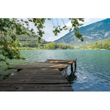 Imagem de Quadro Decorativo com Estampa Wooden Pier Over Lake Againstsky 30 x 30 Papel 2 unidades