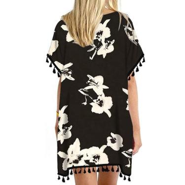 Imagem de Mulheres Trim Kaftan Chiffon Tassels Swimwear Praia Solto Biquíni Cove