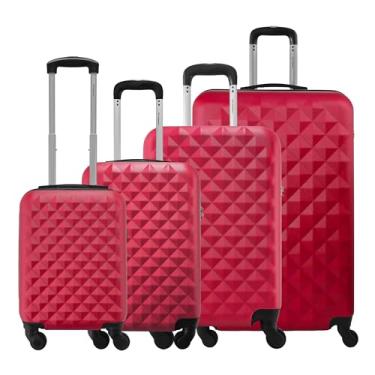 Imagem de Kit 4 Malas Rígidas de ABS 360° 8kg 10kg 23kg e 32kg com Cadeado Gladiador Diamond D1C4 (Cereja)