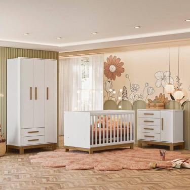 Imagem de Conjunto para Quarto de Bebê Encanto Slim Branco Acetinado