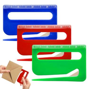 Imagem de Cortador de envelope abridor de cartas, 3 peças de abridor de envelope com régua e lupa, abridor de correspondência, cortador de pacote de ferramentas