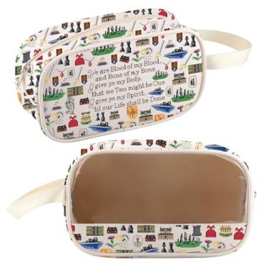 Imagem de FEELMEM Sassenach Dragonfly Movie Bolsa de Higiene Pessoal Transparente Série de TV Presentes Sassenach Personagens Bolsa de Maquiagem, Bege