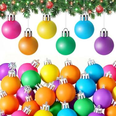 Imagem de 48 peças de enfeites de bola de Natal cor néon decorações de árvore de Natal penduradas bolas coloridas de plástico para decoração de árvore de Natal, decoração de festa de Natal em casa, ambientes