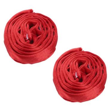 Imagem de PATIKIL Capa de corrente de lustre de 1,8 m, 2 peças de tecido de veludo manga de corrente de tecido capas decorativas para fios de candelabro, cabo oscilante, estilo gancho e laço, vermelho