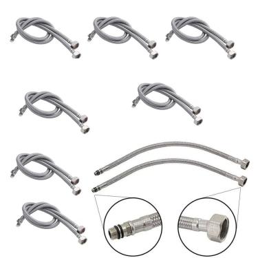 Imagem de Engate Rabicho 80 cm Kit 8 Uni Par Mangueira Monocomando Misturador Flexivel Torneira Agua Fria Quente