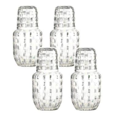 Imagem de Kit 4 Moringa De Vidro 500ml Com Copo De 145ml Para Água Whisky - CLIC