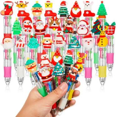 Imagem de Canetas esferográficas de Natal multicoloridas Kosiz, 24 peças, 4 em 1