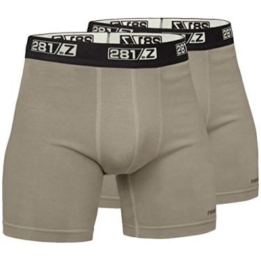 Imagem de Cueca boxer de algodão militar 281Z de 15 cm – Caminhada tática ao ar livre – Linha de combate do Justiceiro, Tan (2 Pack), Small