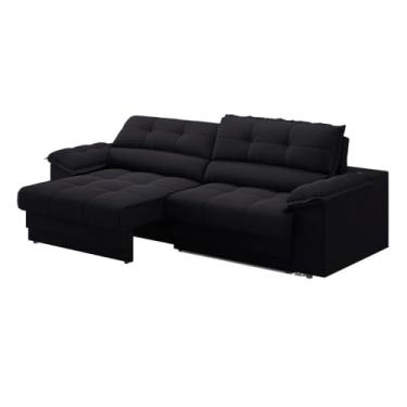 Imagem de Sofá Reclinável Mimo 2,00m com USB Retrátil Preto por Netsofas