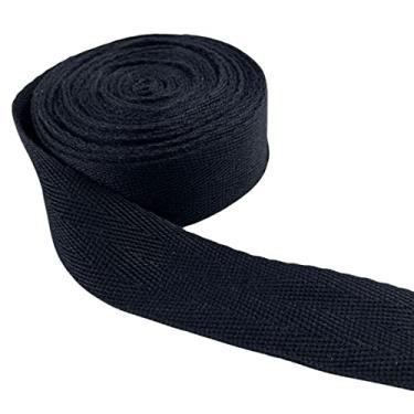 Imagem de Fita de sarja de algodão 1,9 cm x 1,5 m x 5 jardas fita fita de viés padrão espinha de peixe para costura reforçar costuras, avental, roupas, bolsa tote (preto)